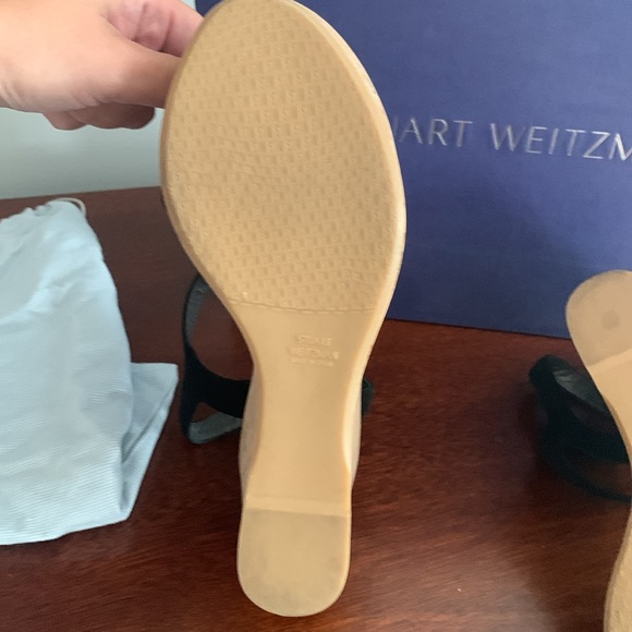 Authentic Stewart Weitzman women’s wedge sandal in black size 38/8B worn once - Picture 6 of 16